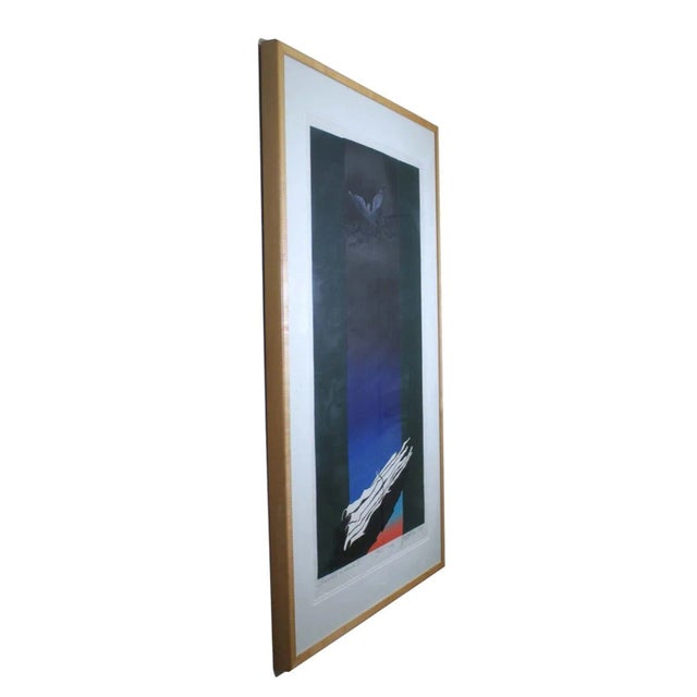 1980s Zygmunt Czyz Surrealist Soaring Dove Signed Linocut on Paper 20/30 Framed 1987 For Sale - Image 5 of 12