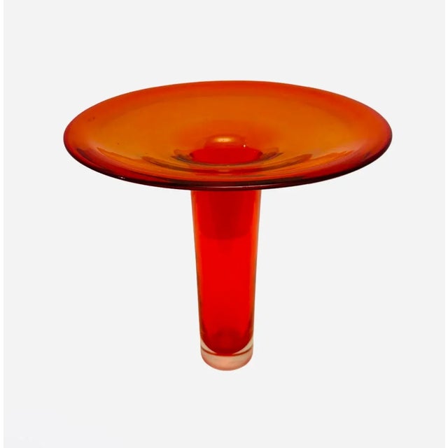 Vintage 1960’s Flame Orange 9.25” Tall Top Hat Vase Japan (Rare). Very good overall preowned condition. Vase measures...