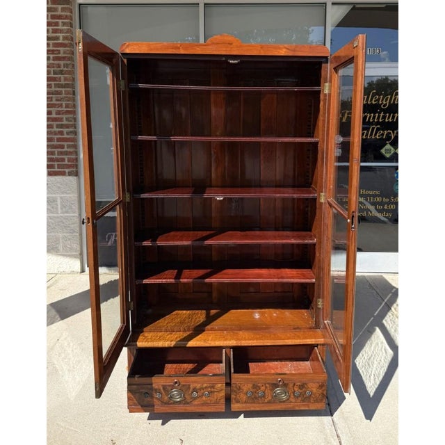 1920’s Art Deco Mahogany & Burled Walnut Bookcase For Sale - Image 4 of 11