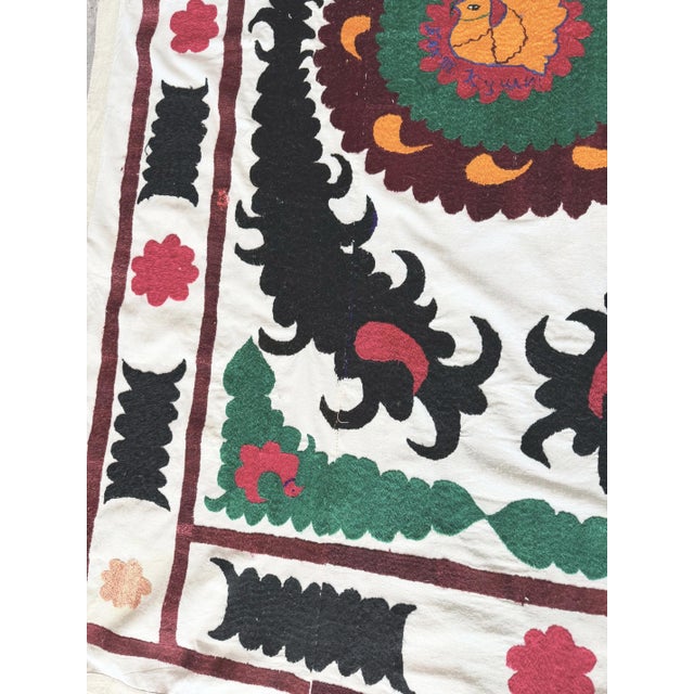 Uzbekistan Suzani Large Wall Decor - Hand-Embroidered Textile For Sale - Image 4 of 6