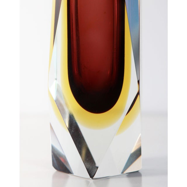 Vintage Murano Art Glass Seguso Purple & Amber Faceted Vase Chairish