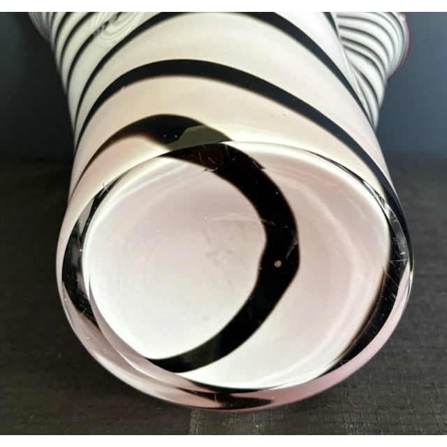 White Vintage Murano Style European Blown Art Glass Handkerchief Vase For Sale - Image 8 of 11