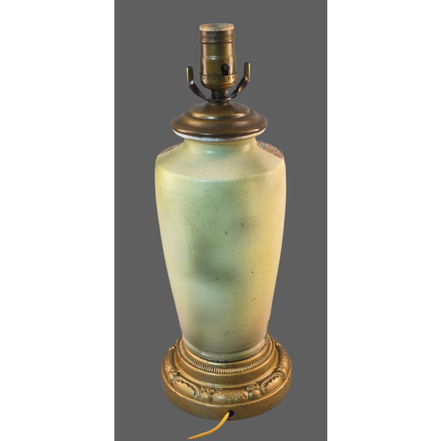 Antique Nippon Scenic Moriage Hand Painted Table Lamp Marked For Sale - Image 4 of 11