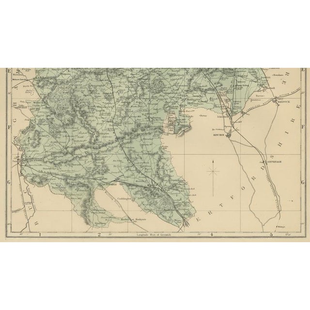 Victorian Map of Bedfordshire with Railways and County Detail, 1885 For Sale - Image 6 of 9