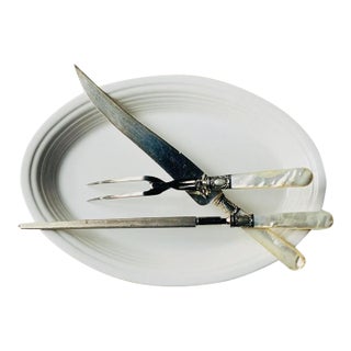 1900 Sterling Silver & Mother-of-Pearl Carving Set - 3 pcs For Sale