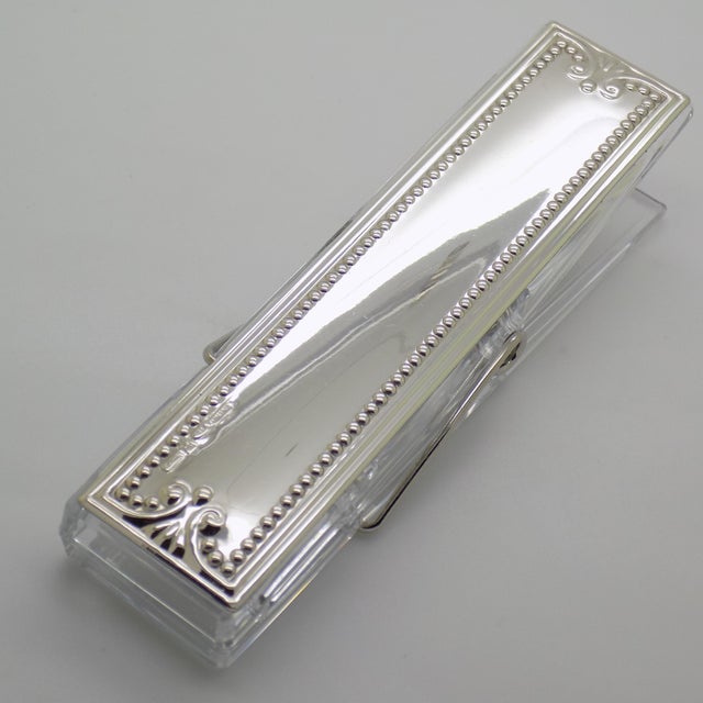 Italian Vintage Italian Handmade Genuine Sterling Silver 925 & Plexiglass Laminated Desk Binder Clip For Sale - Image 3 of 11