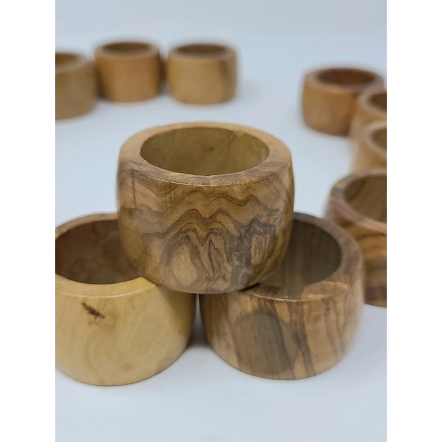 Vintage Burl Wood Napkin Rings Set of 14 For Sale - Image 10 of 13