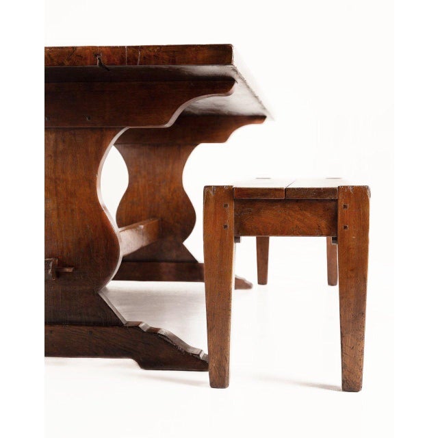 959 Large Solid Cherry Custom Built Dining Table and Two Benches For Sale - Image 13 of 17