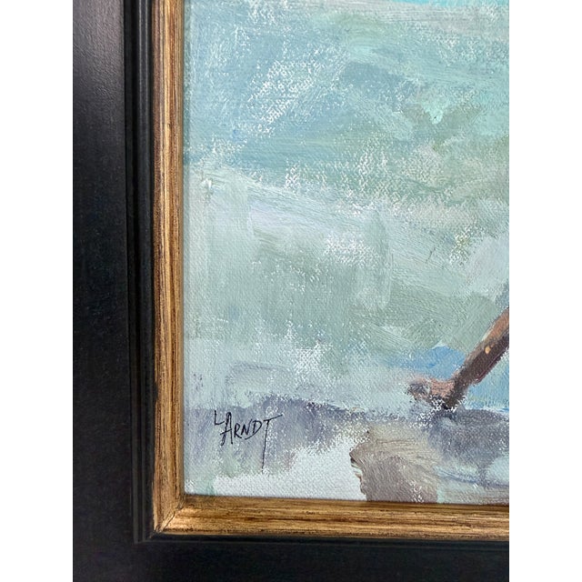 Late 20th Century Original Coastal Impressionist Oil Painting For Sale - Image 5 of 7