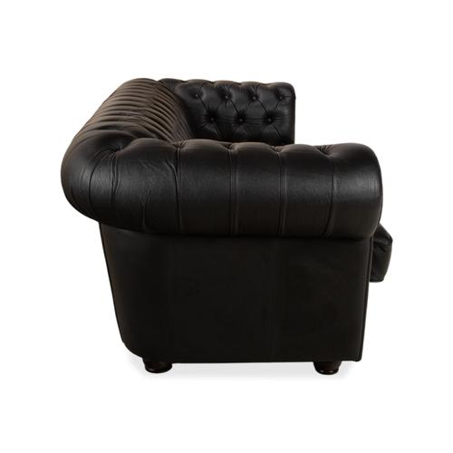 Black Chesterfield Three-Seater Black Sofa in Leather For Sale - Image 8 of 11