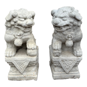 Cast Stone Foo Dog Garden Ornaments - Pair