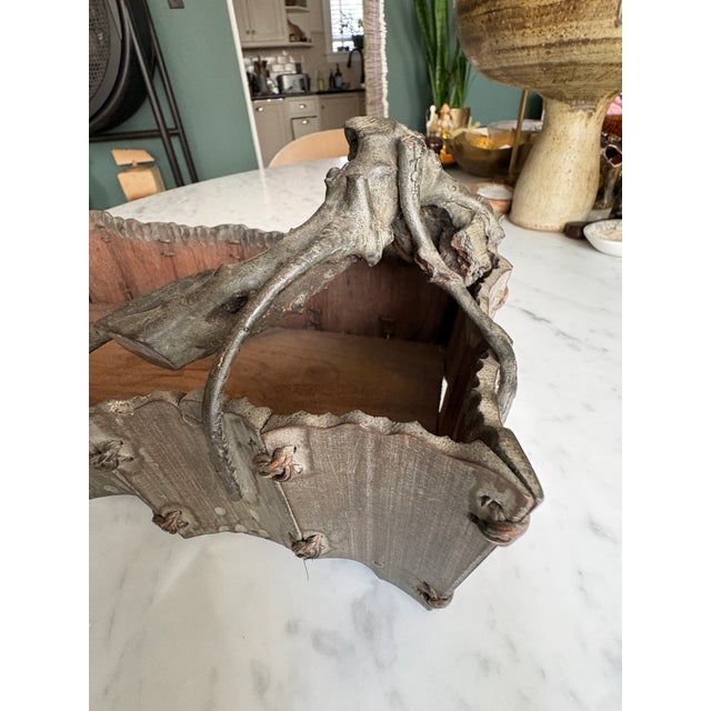 Japanese Ikebana Wabi-Sabi Bamboo Carved Basket For Sale - Image 11 of 15