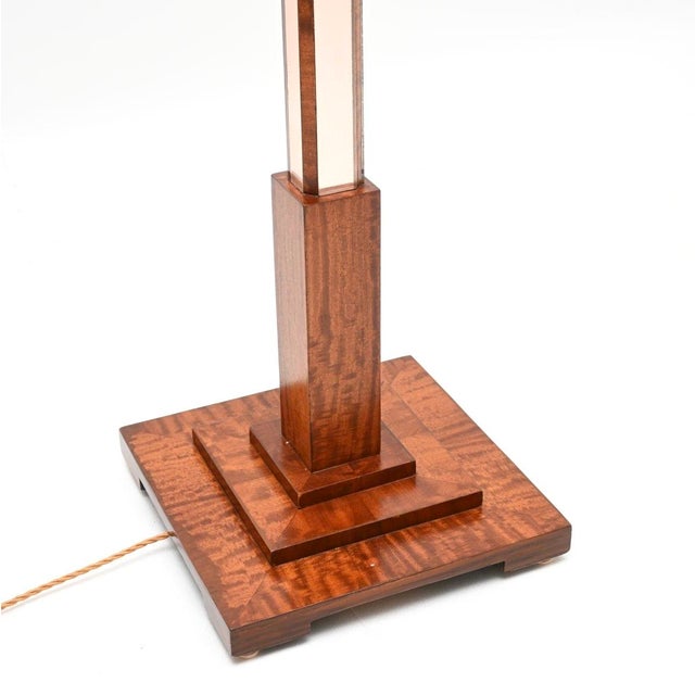 Brown Art Deco Mirrored Walnut Floor Lamp, 1930 For Sale - Image 8 of 9