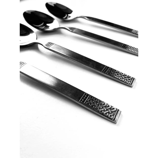 Vintage Danika Stainless Steel "Celtic Knot" Pattern Table Spoons- Set of 4 For Sale - Image 4 of 5
