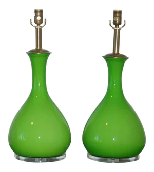 Marbro Murano Glass Lamps Green