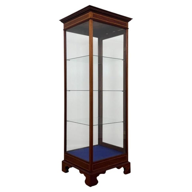 2000 - 2009 Antique 20th Century Inlaid Mahogany Freestanding Shop Display Cabinet For Sale - Image 5 of 11