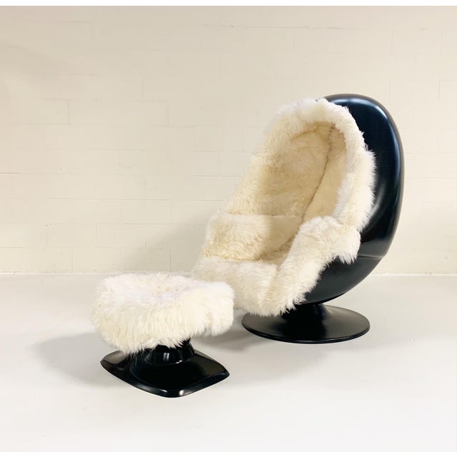 1970s Lee West Alpha Egg Chair And Ottoman Restored In New Zealand Sheepskin Chairish