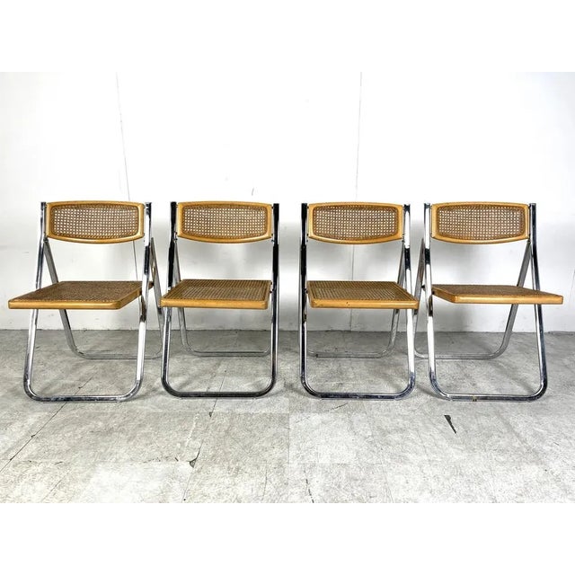 Vintage Rattan Folding Chairs, 1970s, Set of 4 For Sale - Image 10 of 10