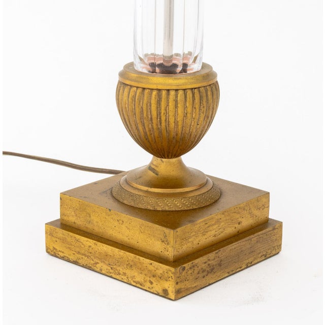 Mid 20th Century Neoclassical Style Gilt Metal Mounted Glass Lamp For Sale - Image 5 of 6