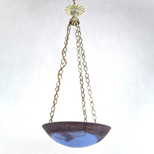 Art deco chandelier by muller strasbourg with bronze mount - 1930s the art deco ceiling lamp is a remarkable example of...