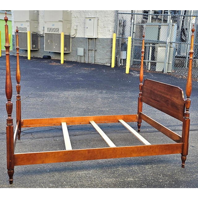 Mid 20th Century Mid 20th Century Solid Cherry Semi Poster Full Size Bed Frame For Sale - Image 5 of 10