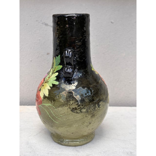 Ceramic 19th Century French Flowers Majolica Vase Theodore Lefront For Sale - Image 7 of 8