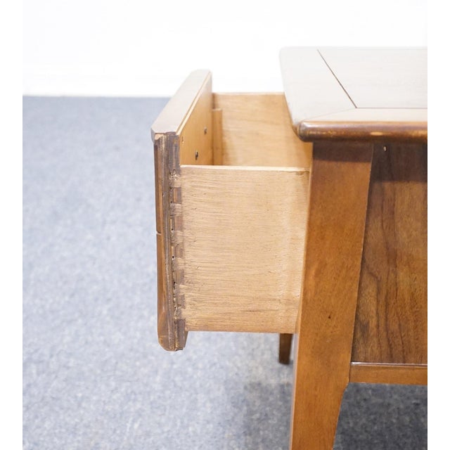 Brown Broyhill Furniture Solid Walnut MCM Mid-Century Modern 20" Accent End Table For Sale - Image 8 of 12