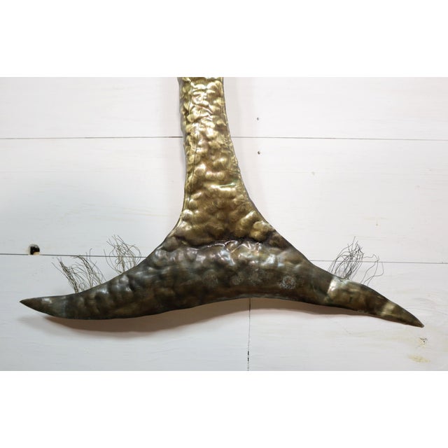 Vintage Brutalist Large Brass Set of 3 Tree Wall Hanging Sculpture Jacqui of California Gold Mid Century Modern Retro 50's 60's For Sale - Image 4 of 14