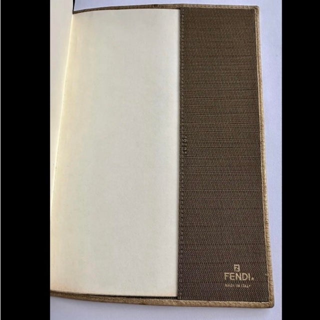 Vintage 90s Fendi Vini Wine Tasting Notes Journal Gold Notebook Ostrich Leather For Sale - Image 12 of 12