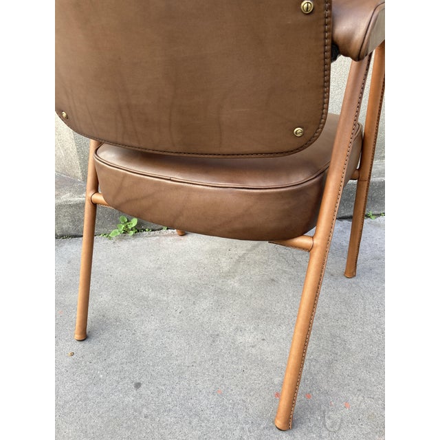 Leather-Covered Chair by Jacques Adnet, 1950 For Sale - Image 6 of 11