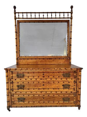 Rj Horner Faux Bamboo Chest of Drawers With Mirror