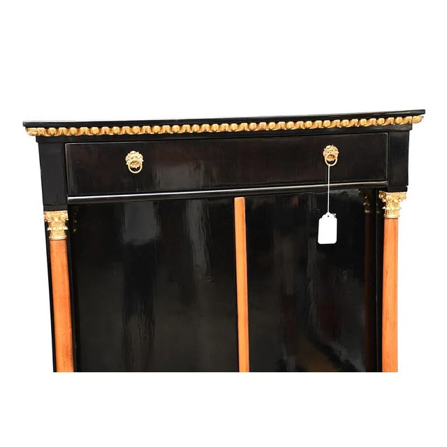Pair of 19th Century Black Lacquered Biedermeier 2 Door Tall Cabinets For Sale - Image 9 of 9