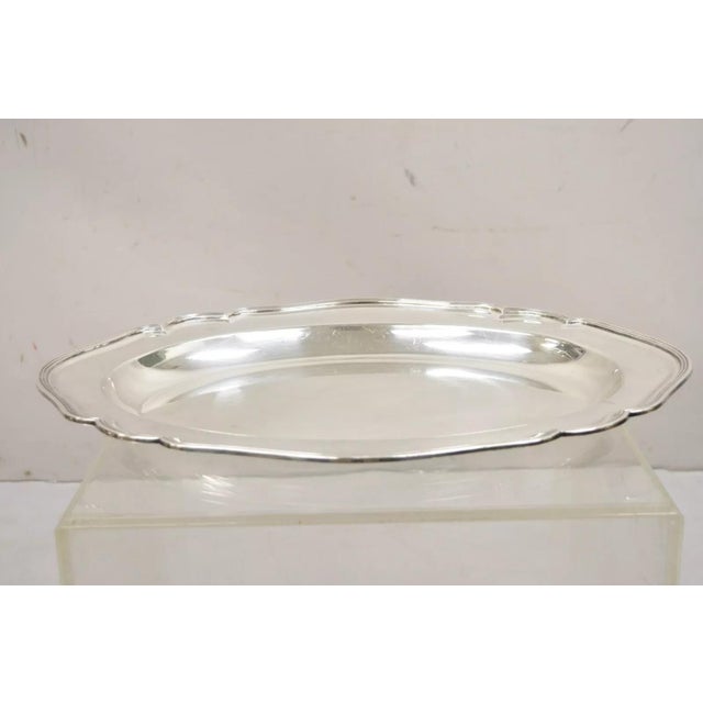 Vintage Wyler Ny English Edwardian Silver Plated Oval Deep Serving Platter Tray For Sale - Image 10 of 11