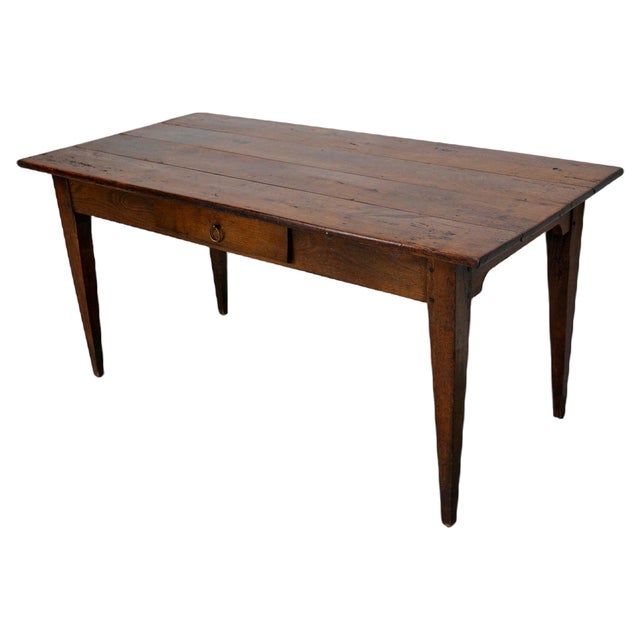 Antique French Rustic Farmhouse Dining Table in Oak and Fruitwood, 1800s For Sale