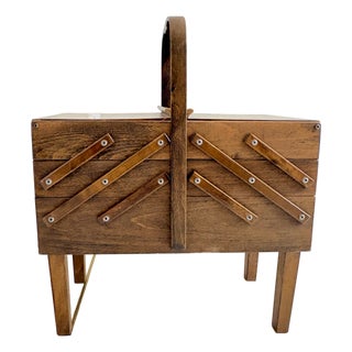 Mid 20th Century Stromenn Bruk Hamar Norway Mid-Century Modern Wooden Sewing Box For Sale