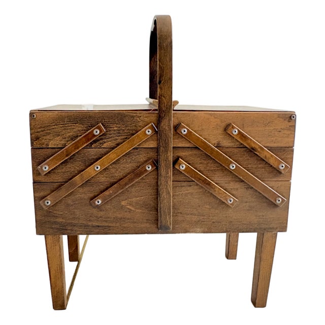 Mid 20th Century Stromenn Bruk Hamar Norway Mid-Century Modern Wooden Sewing Box For Sale
