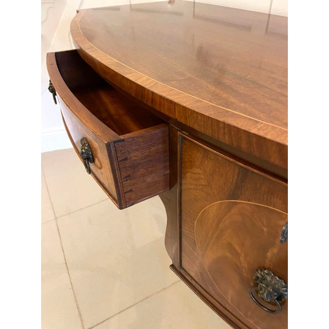 Figured Mahogany Bow Fronted Sideboard, 1920s For Sale - Image 11 of 17