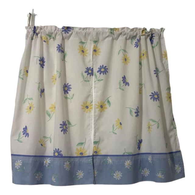 Pair of Blue Floral Bistro Curtains Handmade 2 Panel 20x25 Length For Sale