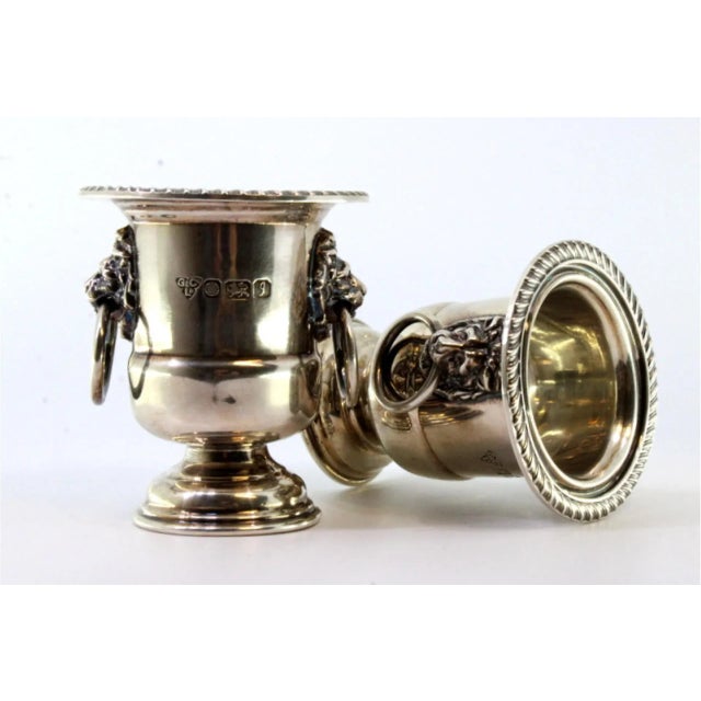 Silver Urns in Silver with Beading Rim and Lion Heads, Set of 2 For Sale - Image 8 of 9