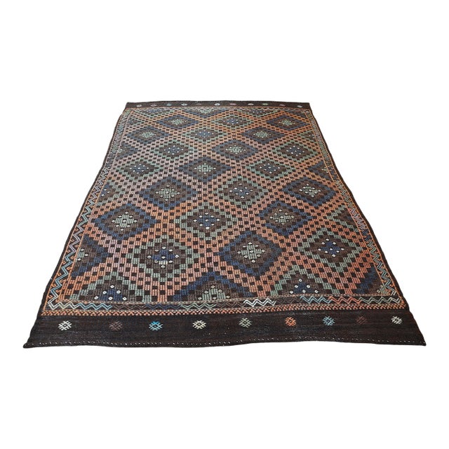 1960s Anatolian Handknotted Vintage Tribal Kilim For Sale