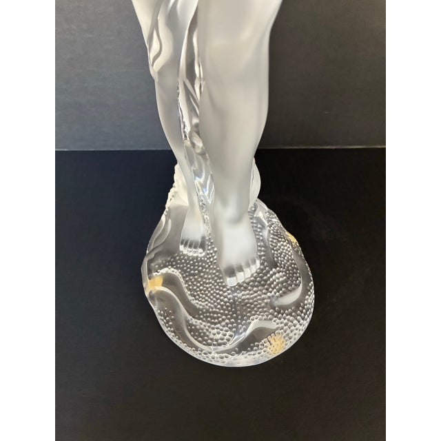 This Is a Lalique "Oceanide" Crystal Sculpture, Featuring a Nude Figure Rendered in Both Clear and Frosted Glass For Sale In Los Angeles - Image 6 of 8