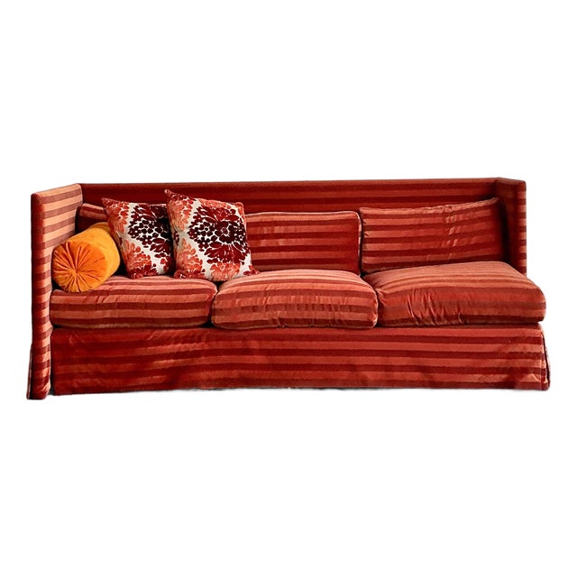 Vintage John Saladino Striped Velvet Sofa For Sale