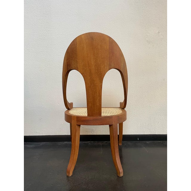 Wood Vintage Spoon Back Wooden Chairs With Cane Seat - Set of 4 For Sale - Image 7 of 12