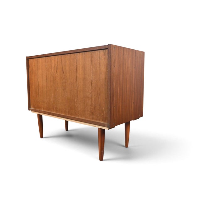 Mid-Century Modern Mid 20th Century Three Drawer Vodder Style Chest in Teak With Finished Back For Sale - Image 3 of 8