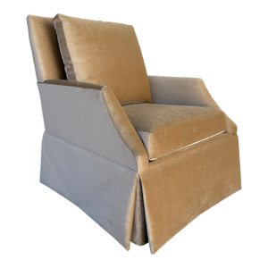 Transitional Skirted Camel Velvet Jocelyn Swivel Chair