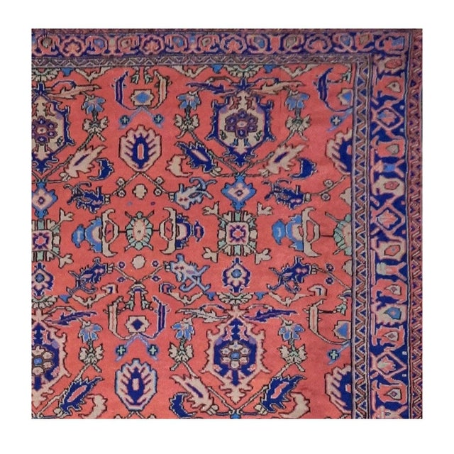 Antique Turkish Oushak Wool 6X18 Salmon, Blue & Ivory Handmade Gallery Rug #1143700