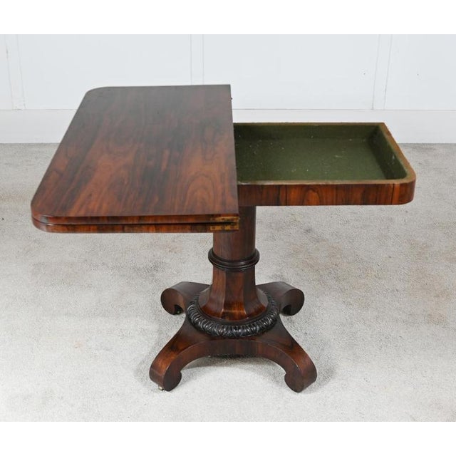 Victorian Mahogany Pedestal Card Table, 1850 For Sale - Image 3 of 5