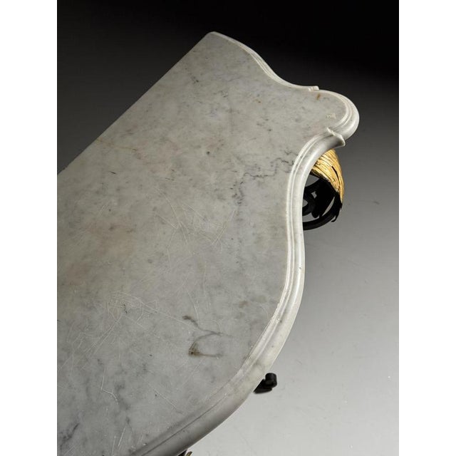 Metal Wrought Iron and Marble Console Table, 1950s For Sale - Image 7 of 18