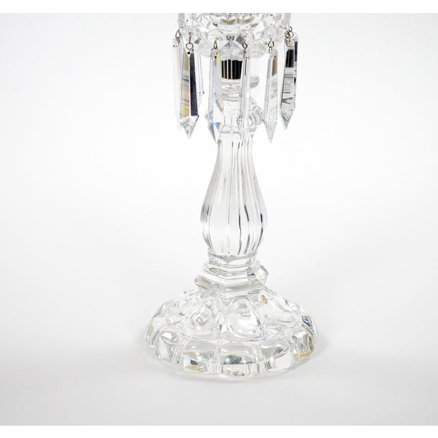 Early 20th Century Tall Antique Signed Saint-Louis Cut Crystal Lustres Candlestick With Shade For Sale - Image 5 of 13