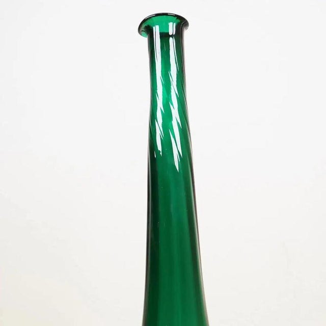 Large Vintage Green Glass Vase For Sale - Image 3 of 9